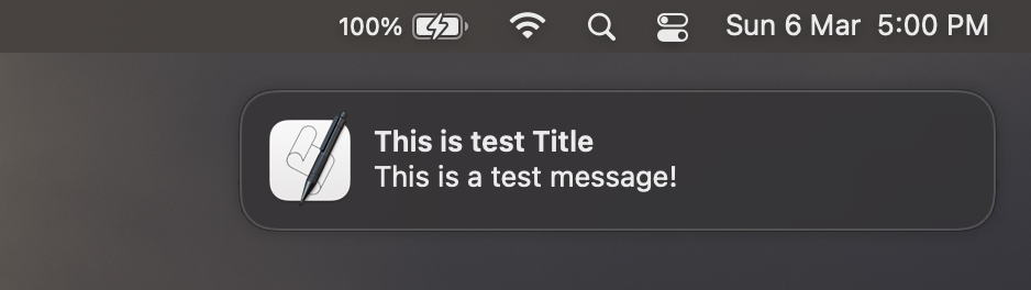 Trigger Notification Center alert message using macOS Terminal Command